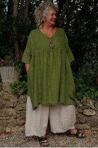 Tunique lin grande taille Marinette Vert équateur