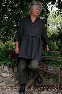 Tunique lin mode femme grande taille café grillé & pantalon coton élasthanne kaki doux et confortable