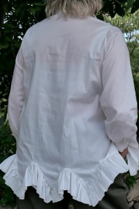 Chemise coton Froufrou grande taille, blanche, manches longues
