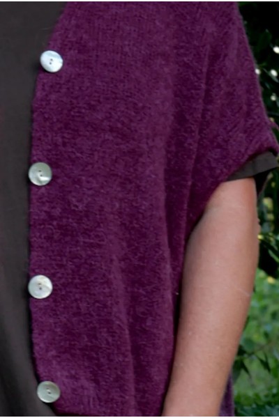 Gilet 4 boutons, sans manche, douillet & laineux, couleur intense