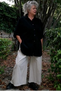 Chemise over size grande taille noire, velours milleraies coton & Pantalon large, ample, femme grande taille confortable