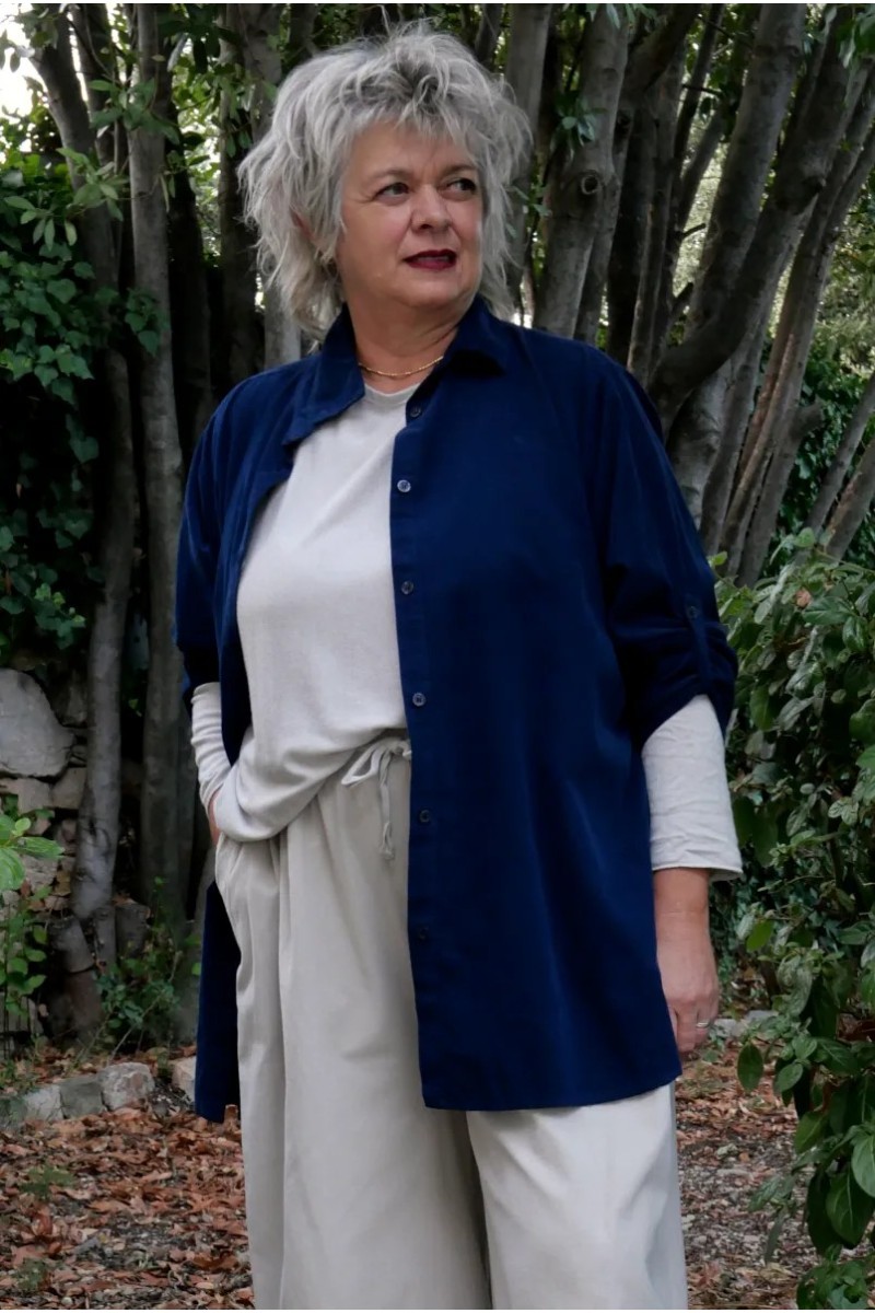 Chemise velours coton Ambre Bleu marine