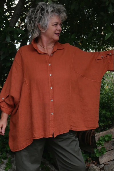 Chemise lin Edith over size rouille