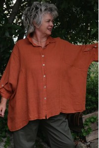 Chemise lin Edith over size rouille