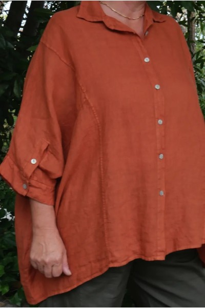 Chemise lin confortable, coupe over size large