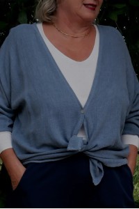 Veste col V, 1 bouton, mode grande taille