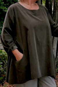 Tunique velours de coton mode grande taille, top tendance et naturel